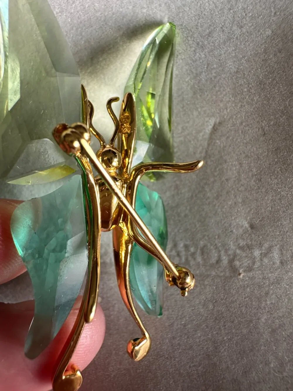 Green Crystal Butterfly Brooch